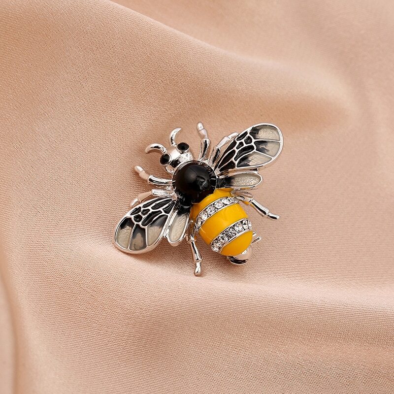 Cute Rhinestone Bee Brooch Women Party Accessories Insect Pearl Brooches