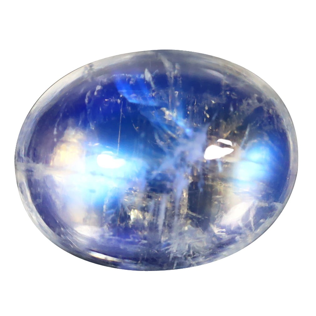 2.05 ct Amazing Oval Cabochon (8.86 x 6.97 mm) Natural Rainbow Blue Moonstone