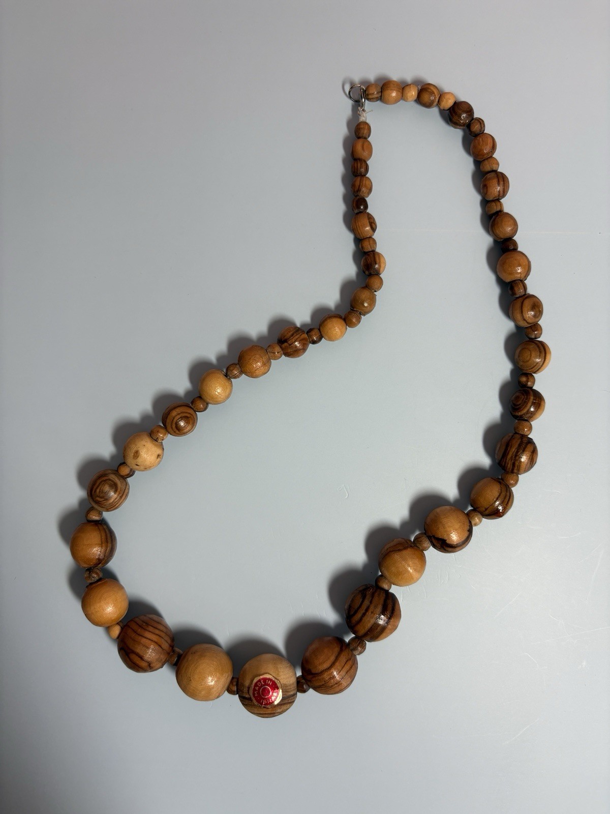 Handcrafted Beaded Wood Necklace Brown Made in Israel Women