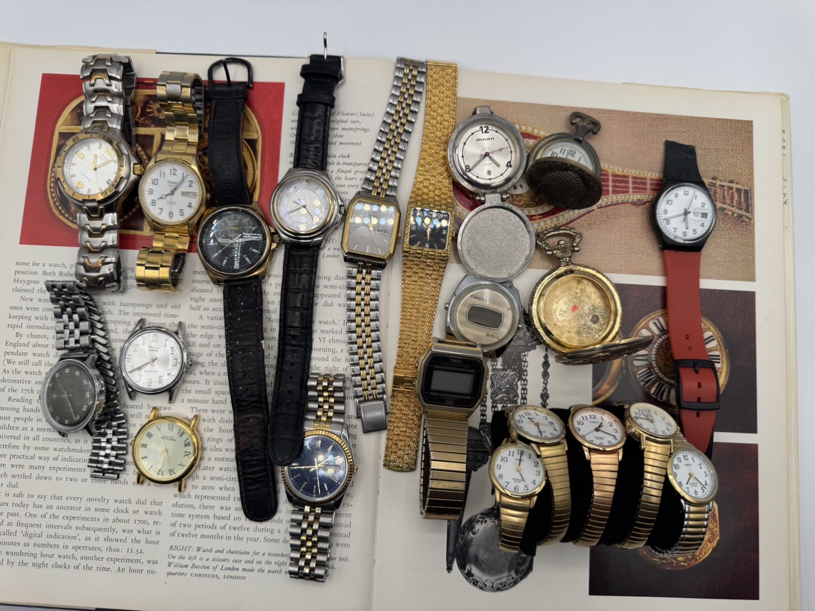 17 Vintage Watch Lot Wyler Pulsar Timex Rare Watches Estate Find Untested AS IS