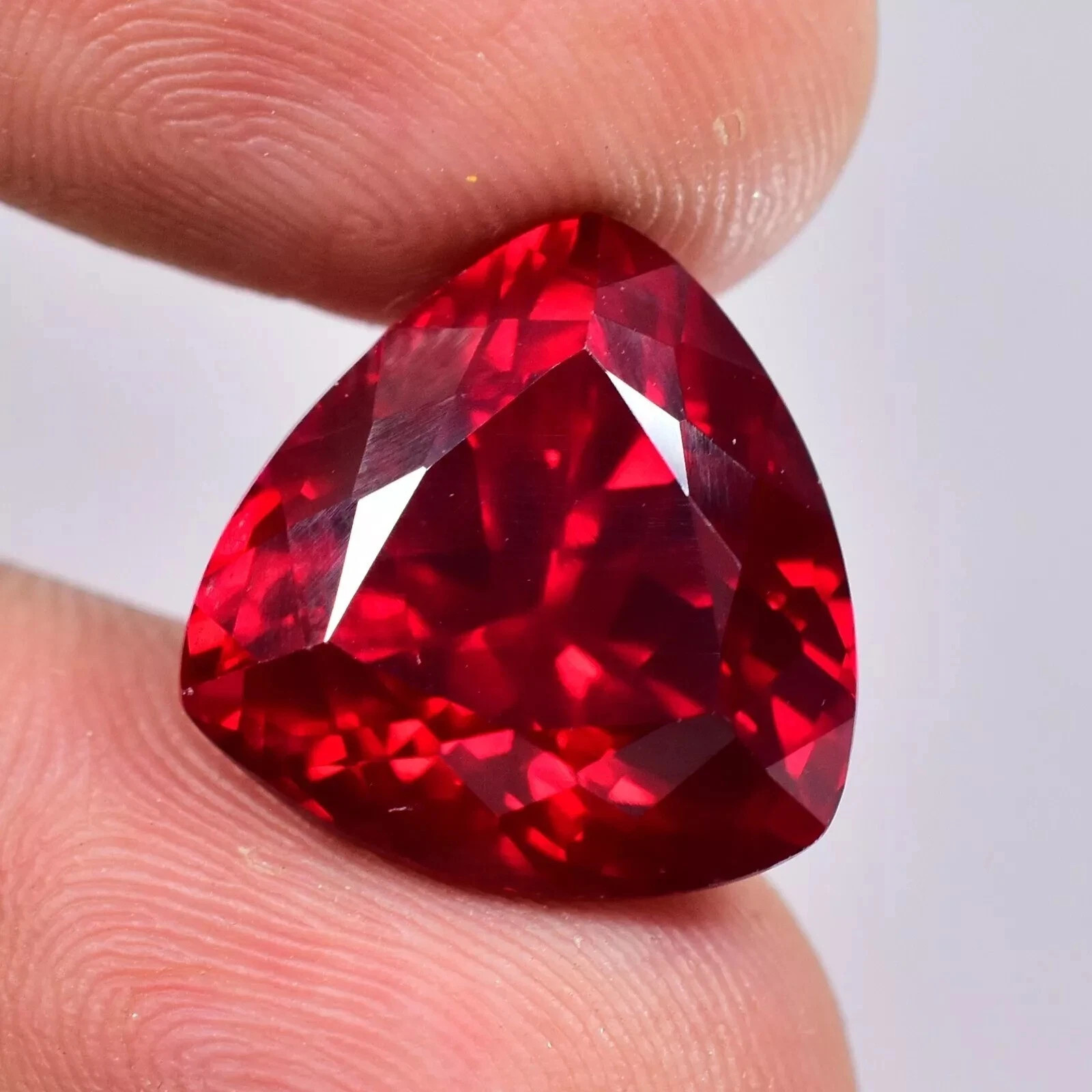Natural Burma Pigeon 29.13 Ct Blood Red Ruby Trillion Certified Loose Gemstone