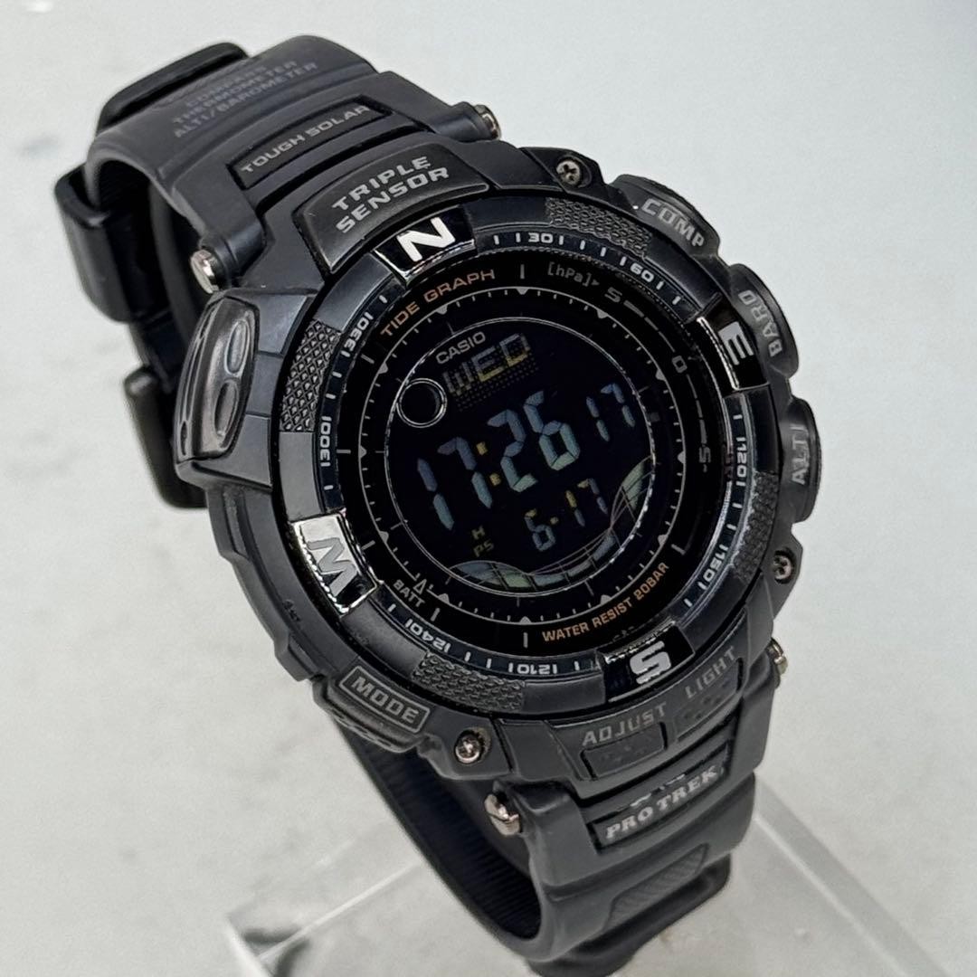 Rare PROTREK PRG 130Y Tough Solar Black Inverted LCD