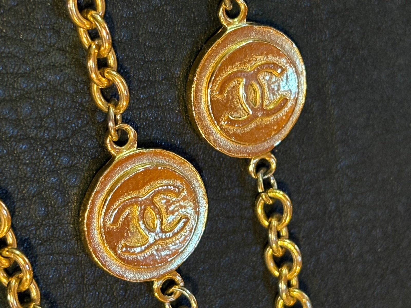 CHANEL Necklace AUTH Coco CC chain Rare Pendant Gold 180cm Choker Medal Coin F/S