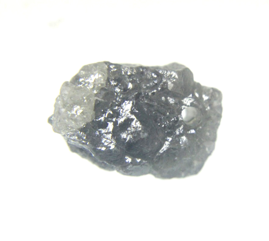 4.87 CT UNCUT SILVER GRAY ROUGH DRILLED DIAMOND FOR PENDANT 12.11×8.40×6.40 MM