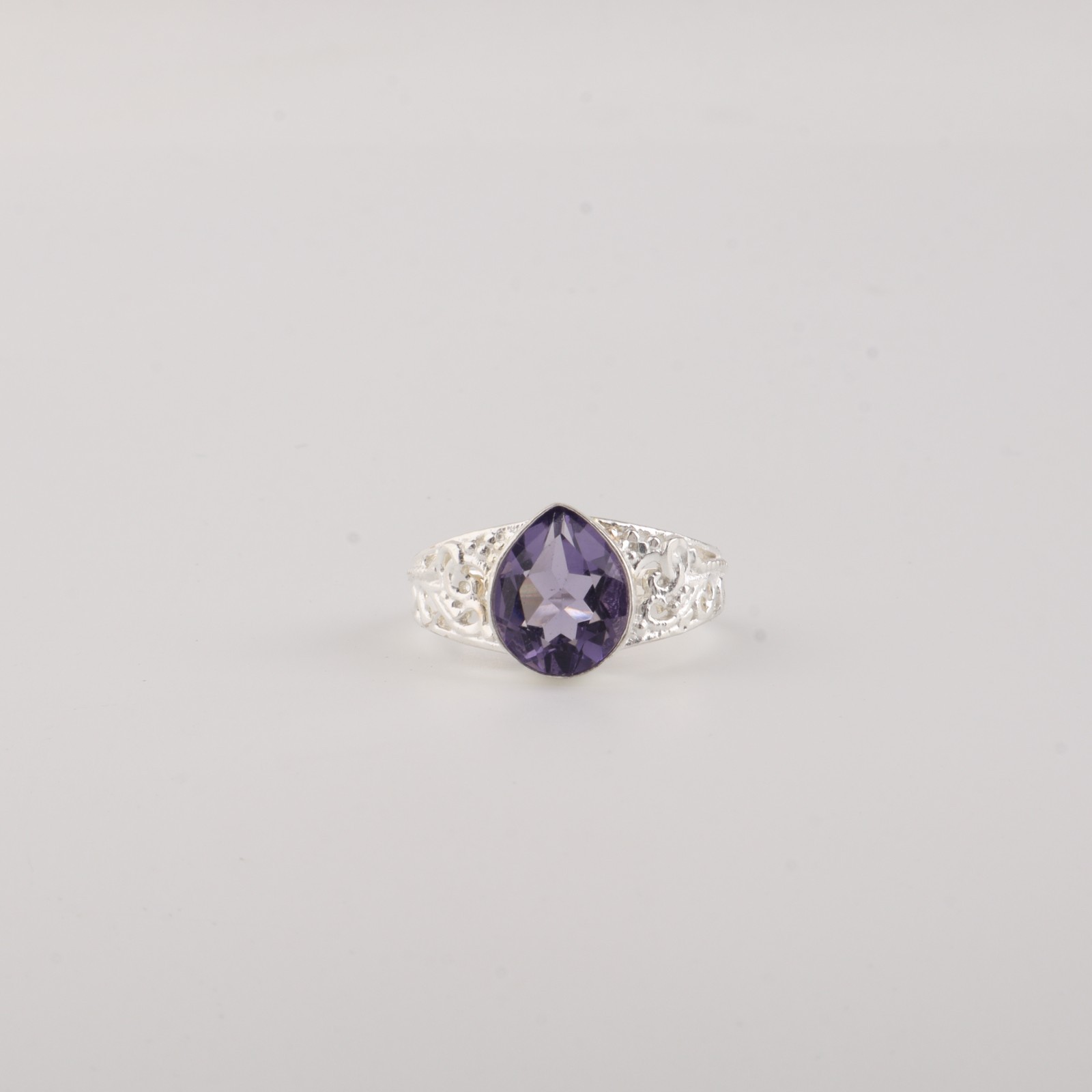 Iolite Gemstone 925 Sterling Silver Designer Zircon Ring For Anniversary Gift