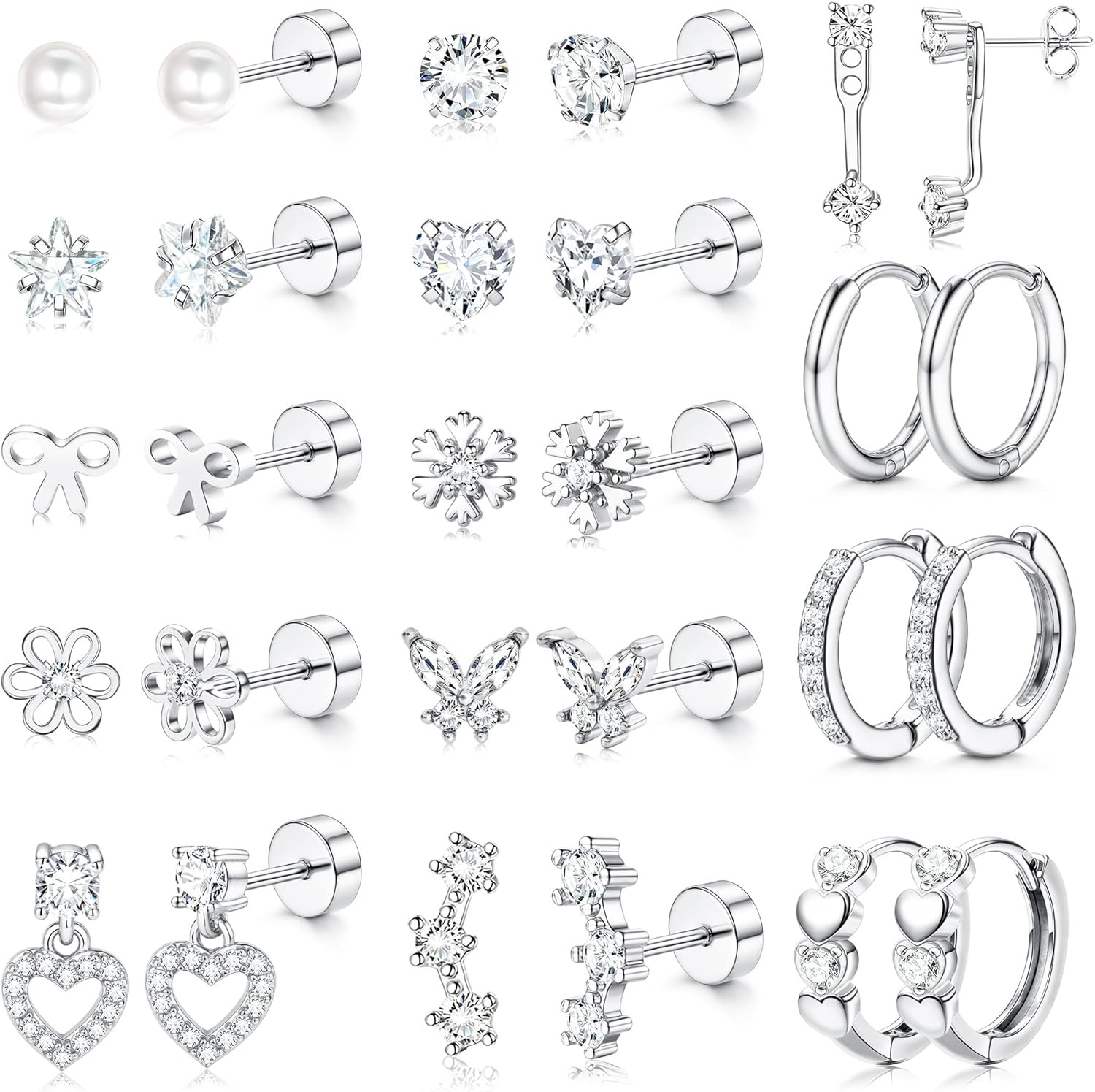 Hypoallergenic Flat Back Earrings for Women Girls-Surgical Stainless Steel Earri