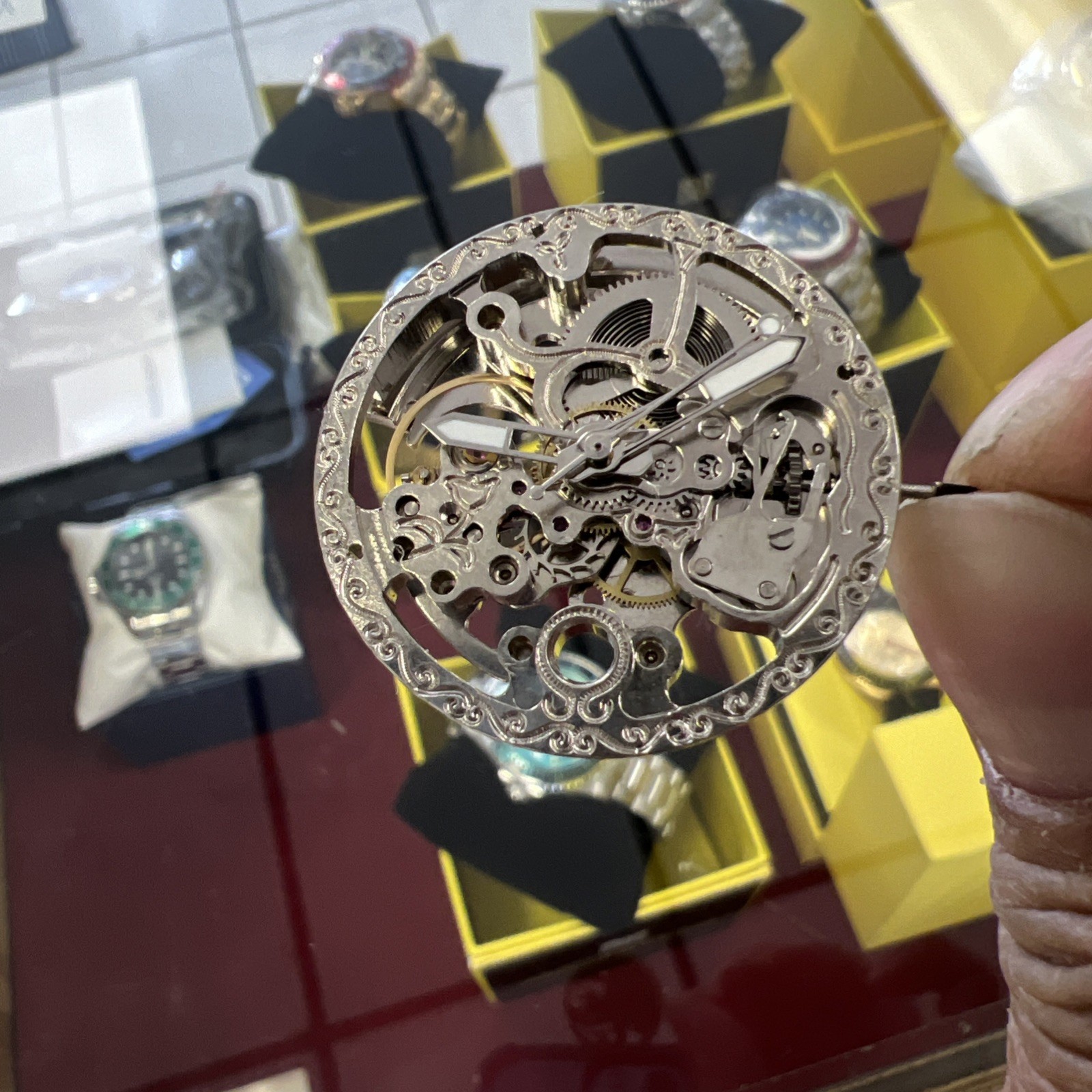 32.5mm China Made 7120 Big Mechanical Movement 3 Hands🔥Silver Hollow Movement😱