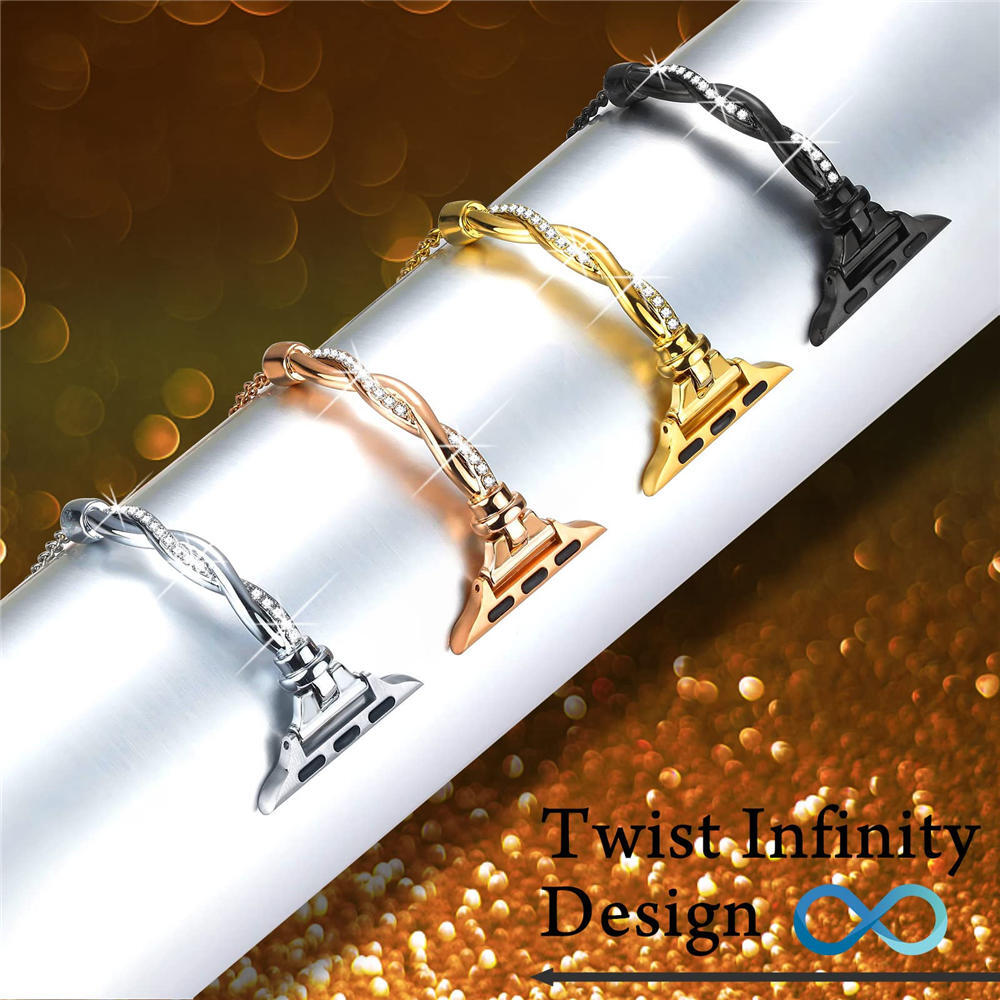 Elegant Bling Diamond Twist Strap + Rhinestones Cas for Apple Watch Ultra 8 7 6