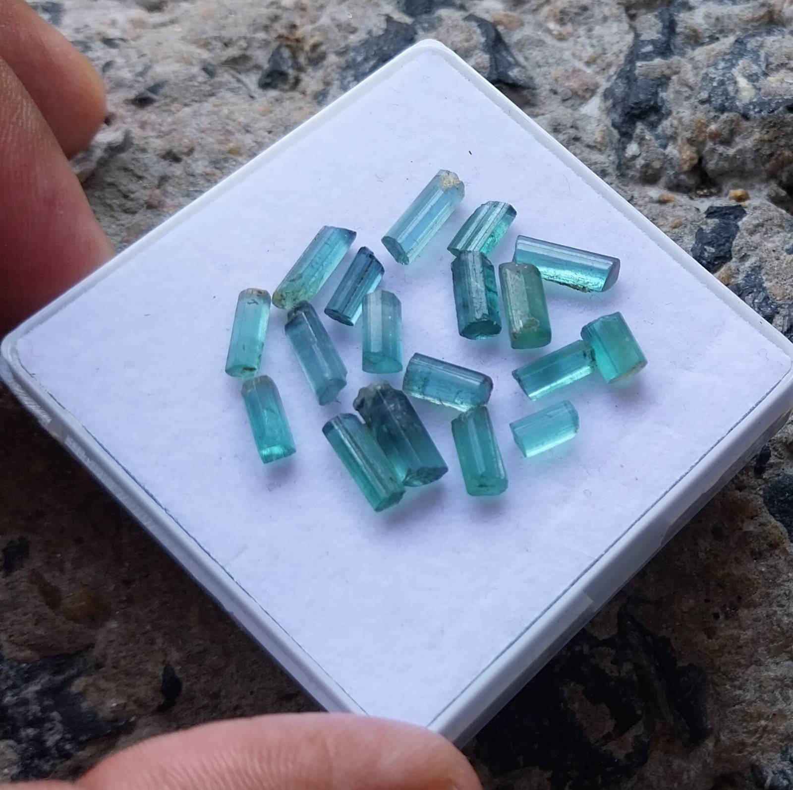 14.75 Ct 6 to 9.5 MM Natural Blue Color Tourmaline Raw Rough Pencil 18 PCS Lot
