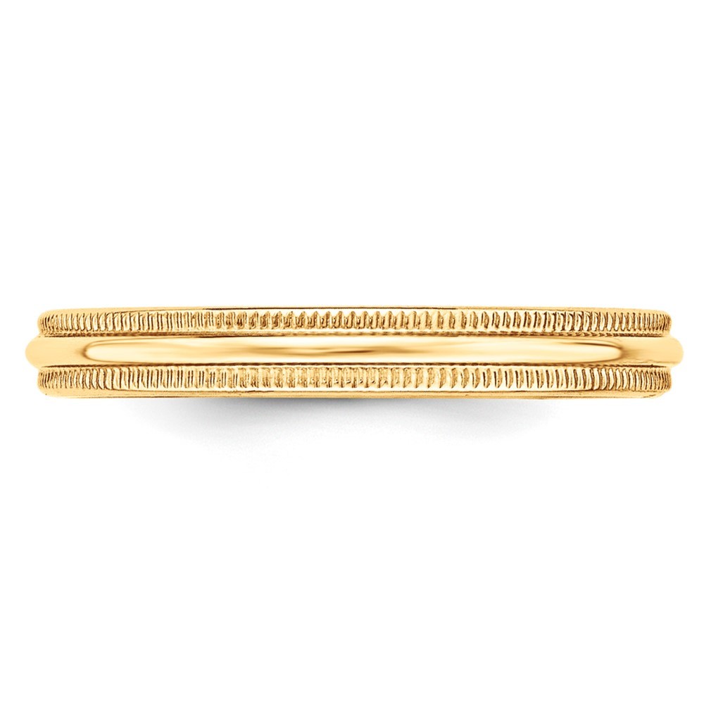 10k Yellow Gold 3mm Lightweight Milgrain Half Round Wedding Band Ring Size 5