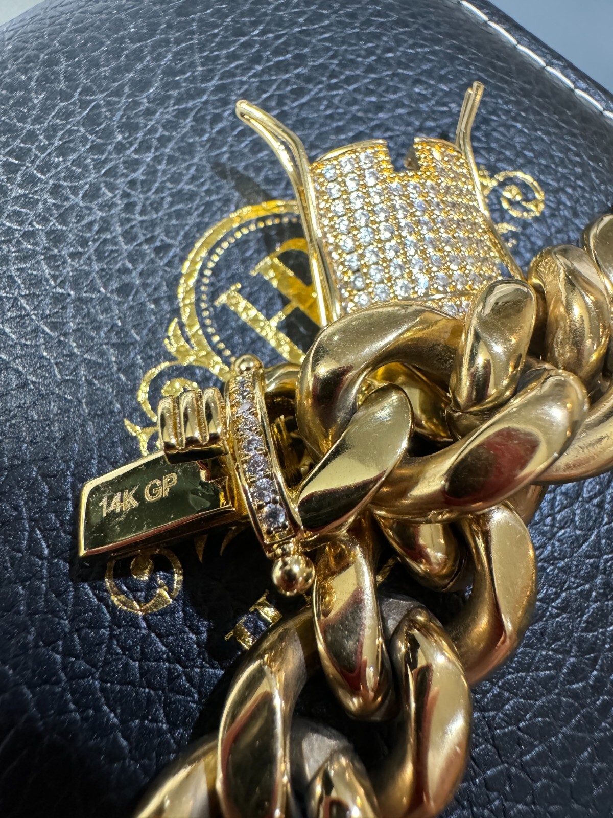 Miami Cuban Link Chain W. 1ct CZ Iced Clasp 14k Yellow Gold Plated Stainless