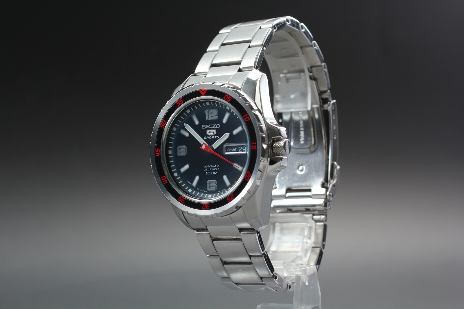 [Exc+5 Box] Seiko 5 Sports 7S36-03V0 40mm Black & Red Bezel Automatic Mens Watch