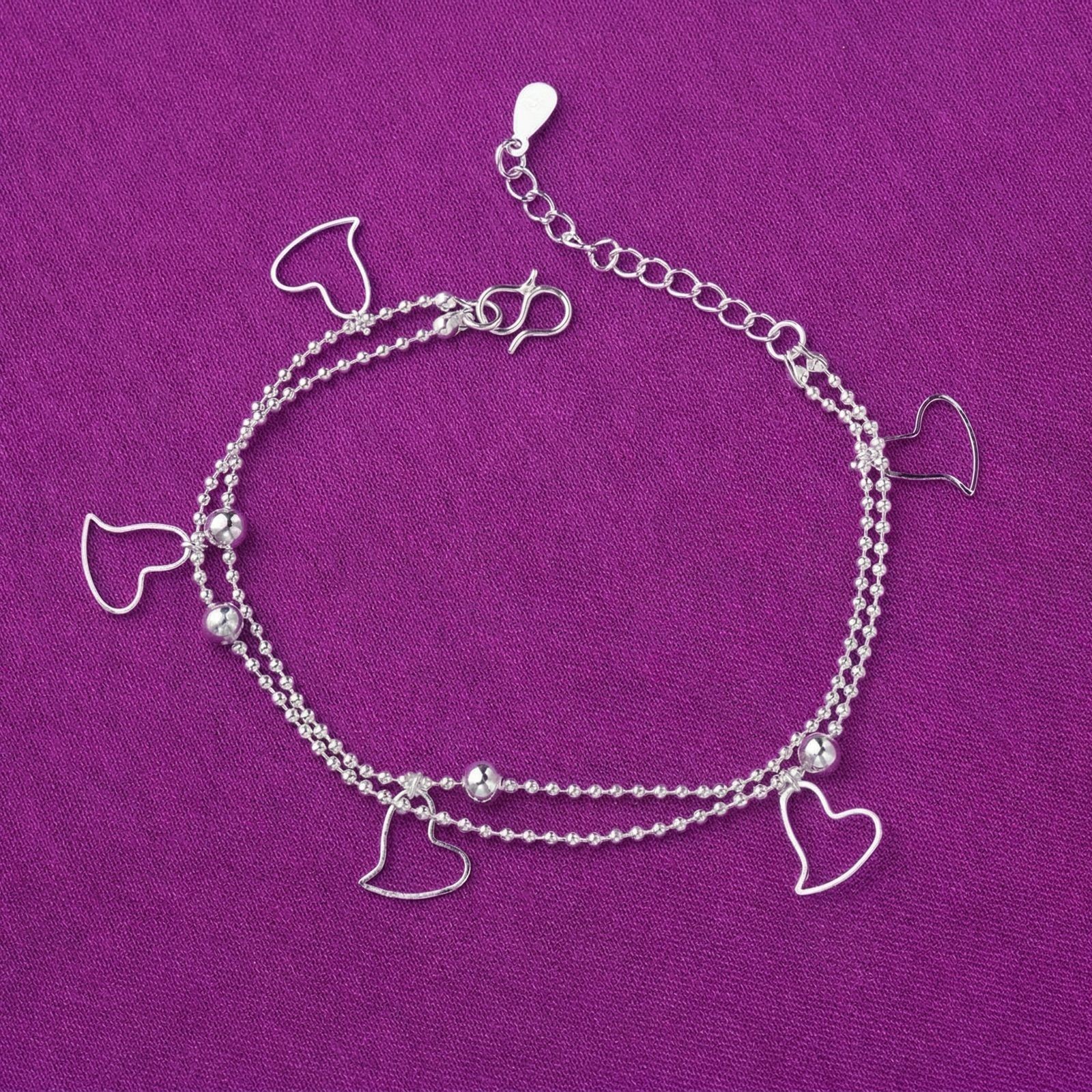 Sterling Silver Plated Round Chain Bracelet Womens Fashion Bangle Gift