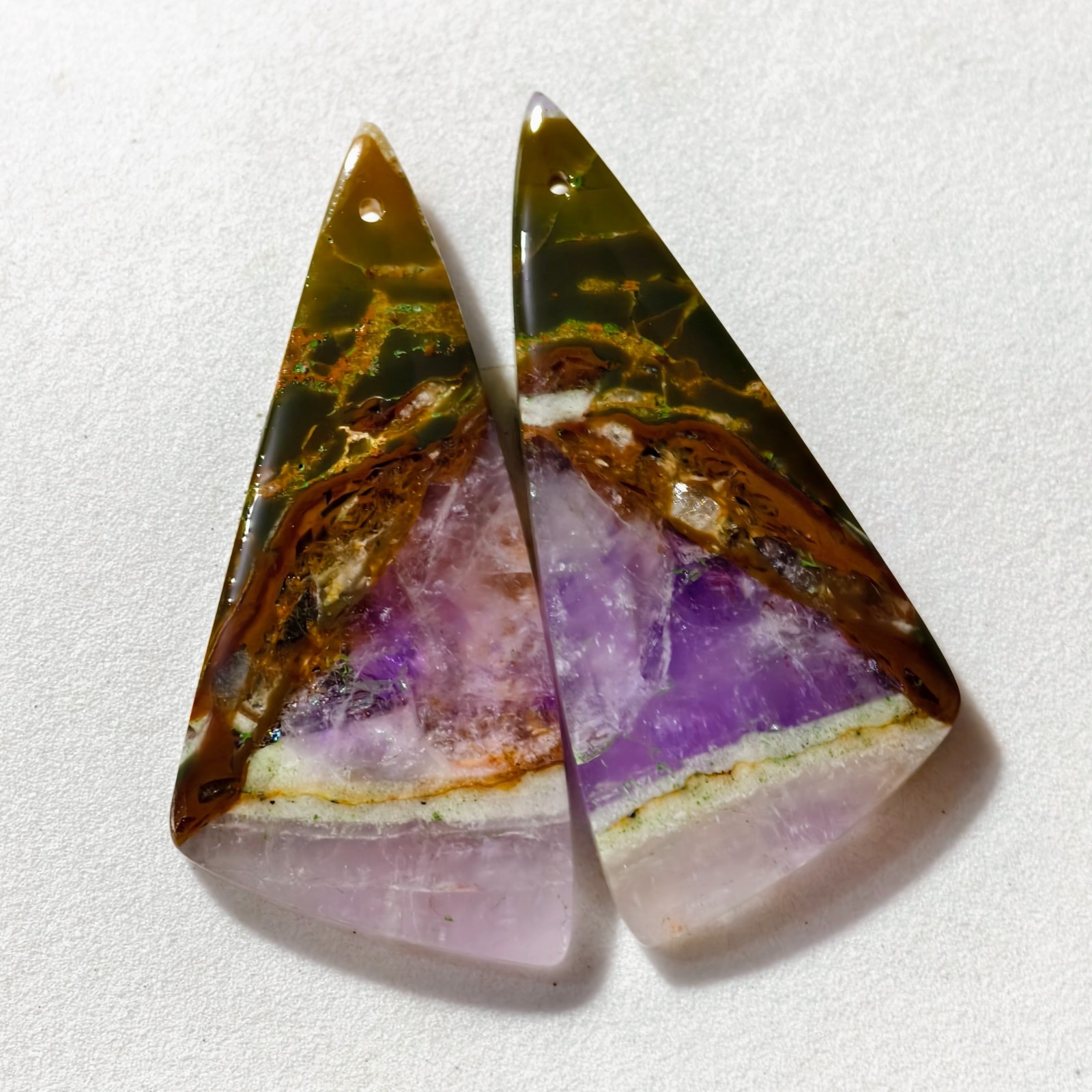 53 Cts Natural Amethyst Drilled Pair Cabochon Gemstone For Earrings 44 X 20 MM