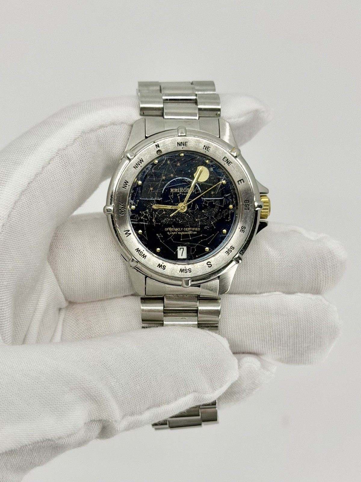 Rare 1990’s Vintage Krieger Lunar Chronometer Celestial Dial Swiss Quartz Watch