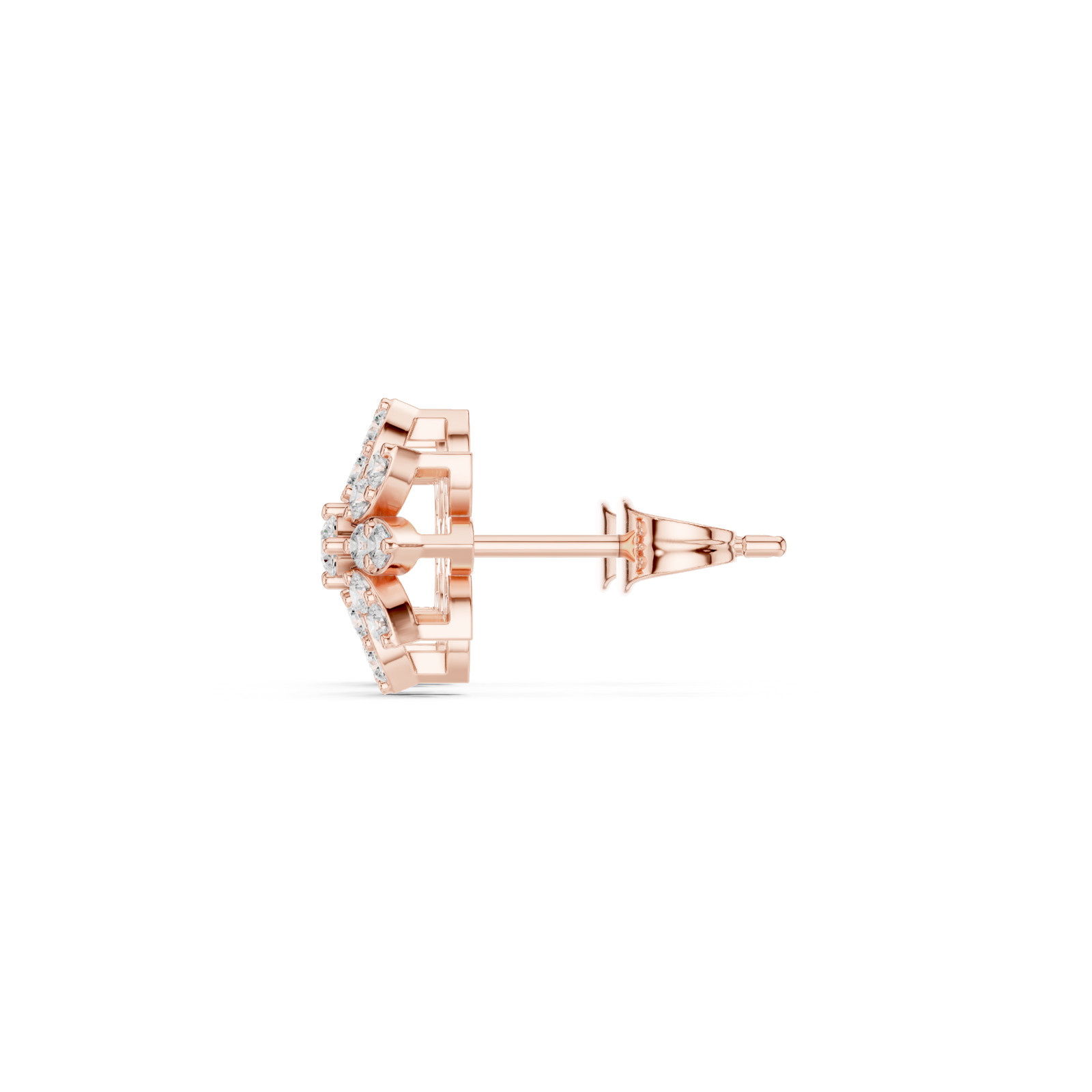 Certified VVS1 D Natural Diamond Women Alosia Floral Stud Earrings 14k Gold Over