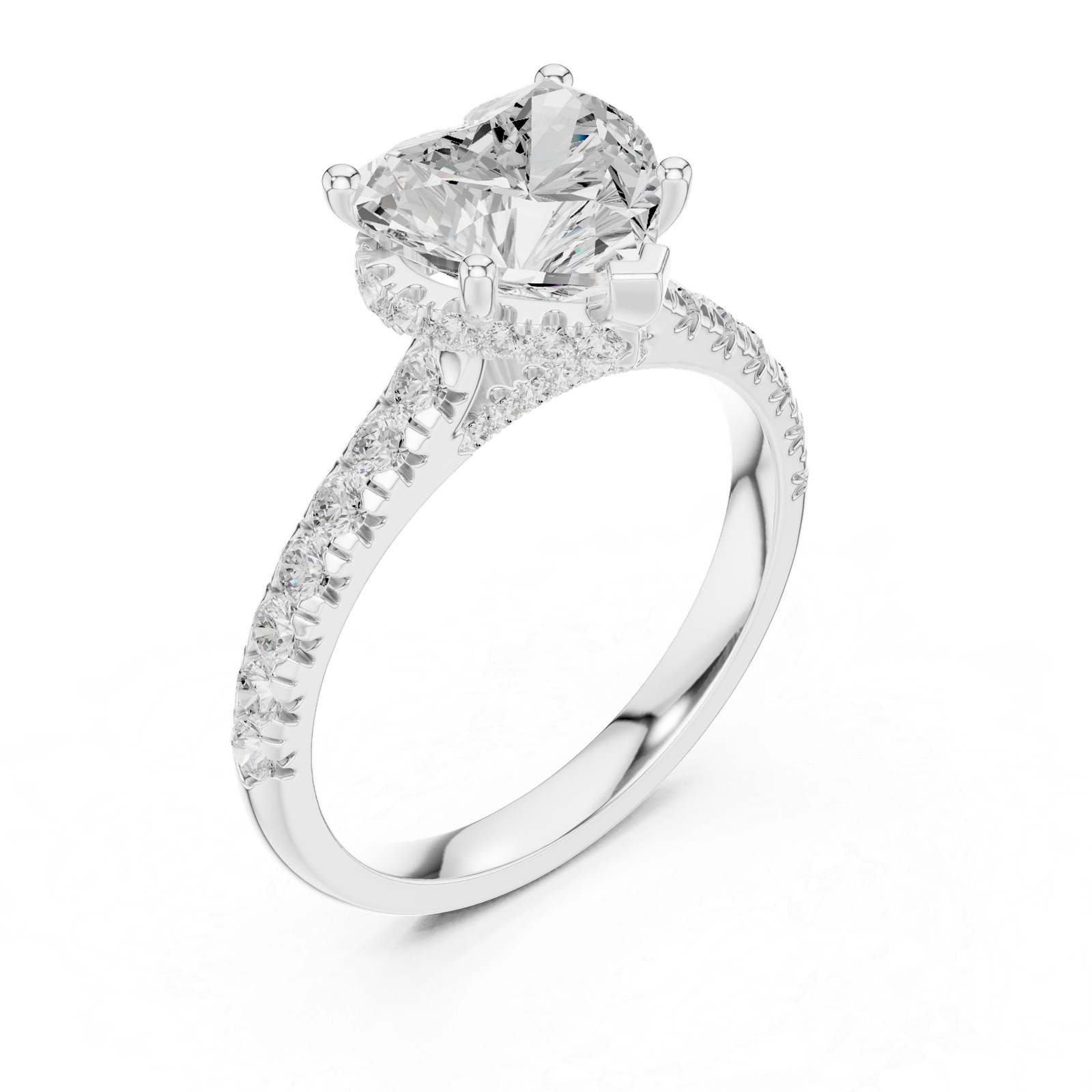 TCW 3.1 Ct VVS1 Lab Grown Diamond Heart Luxury Engagement Ring 14k Gold Over