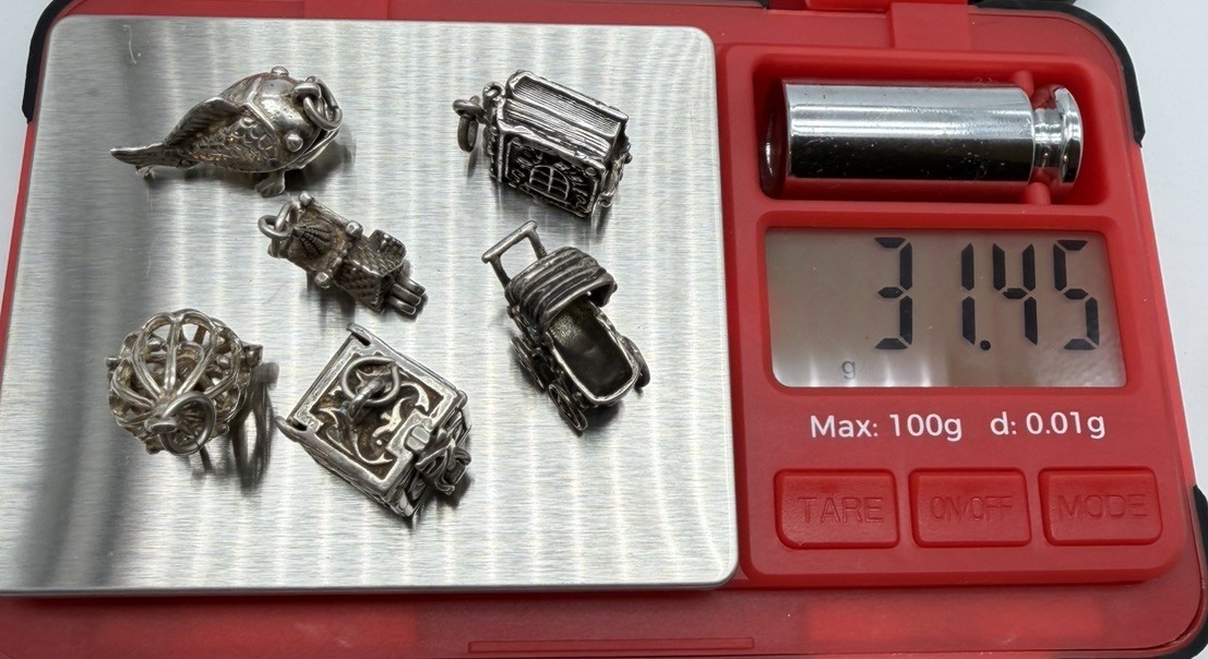 Lot of 6 Vintage Sterling Silver Hinge Movable Opening Mechanical Charms