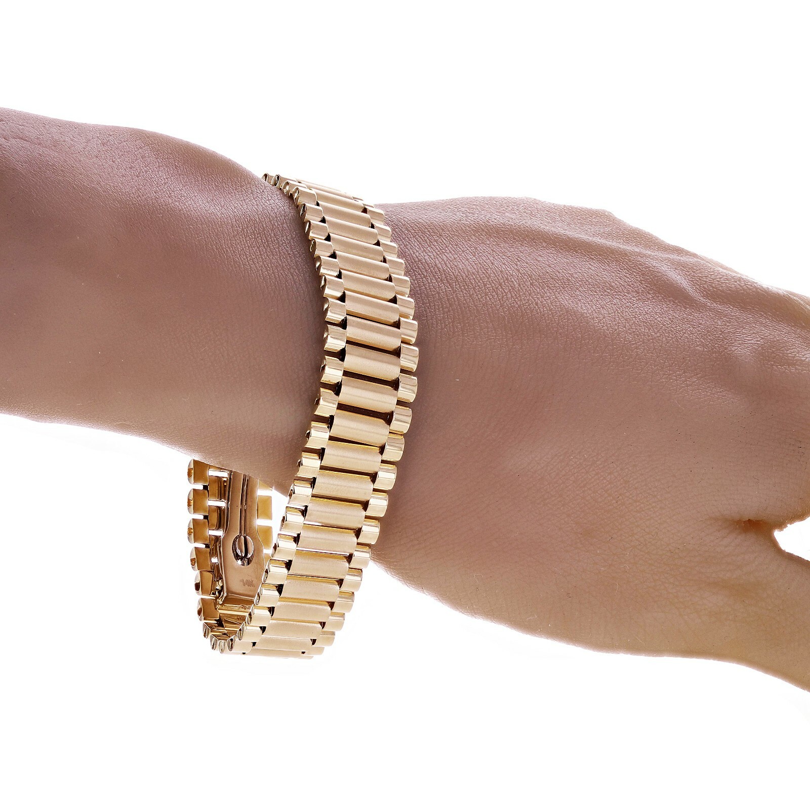 Men’s Italian 14k Yellow Gold Watch Link Bracelet 8″ 15.2mm 37 grams