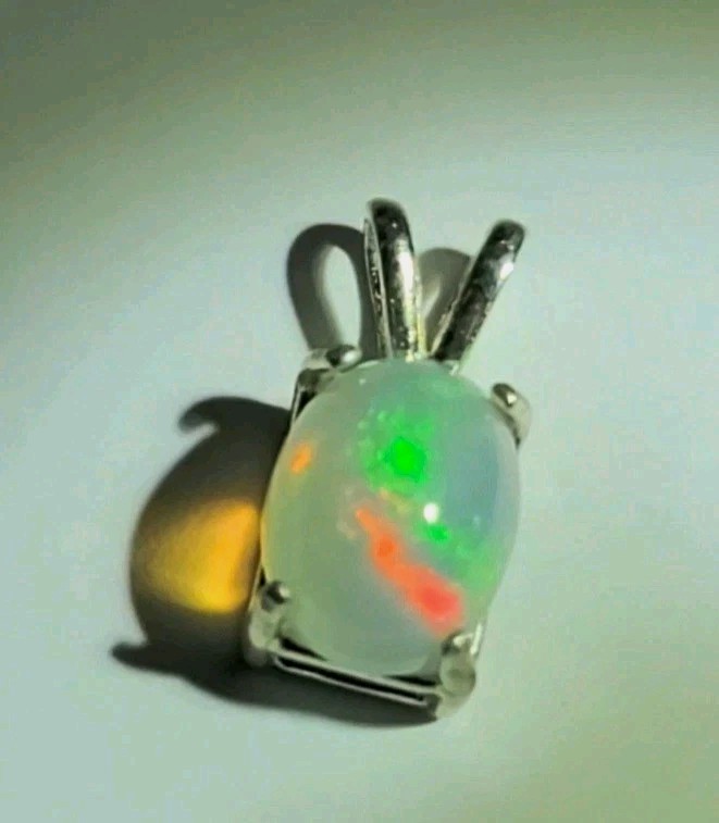 Ethiopian Fire Opal Pendant For Necklace 9×7/ 925 Sterling Silver (SEE DETAILS)