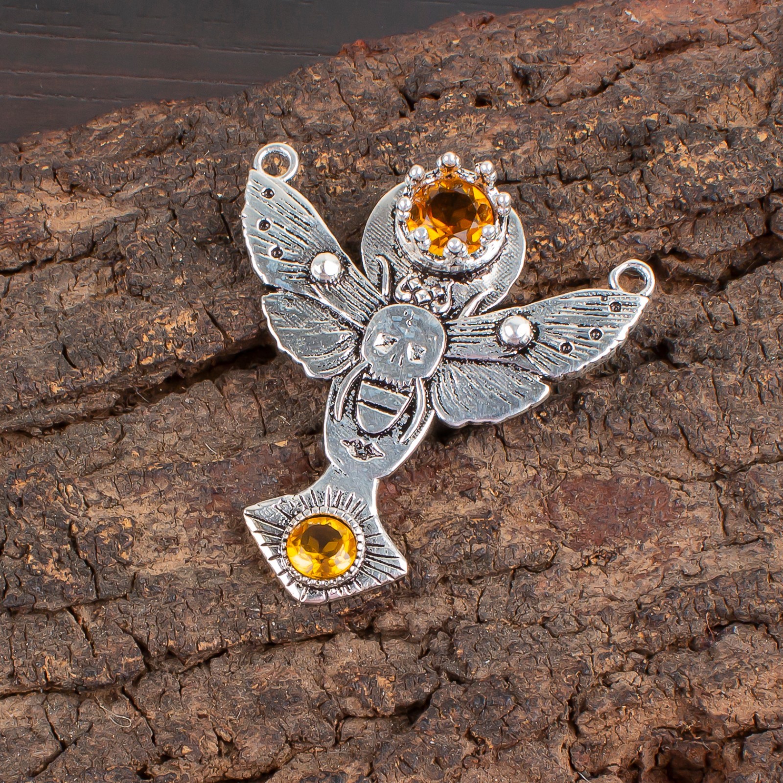 Birthday Gift For Her Natural Citrine Gemstone Pendant Vintage 925 Silver