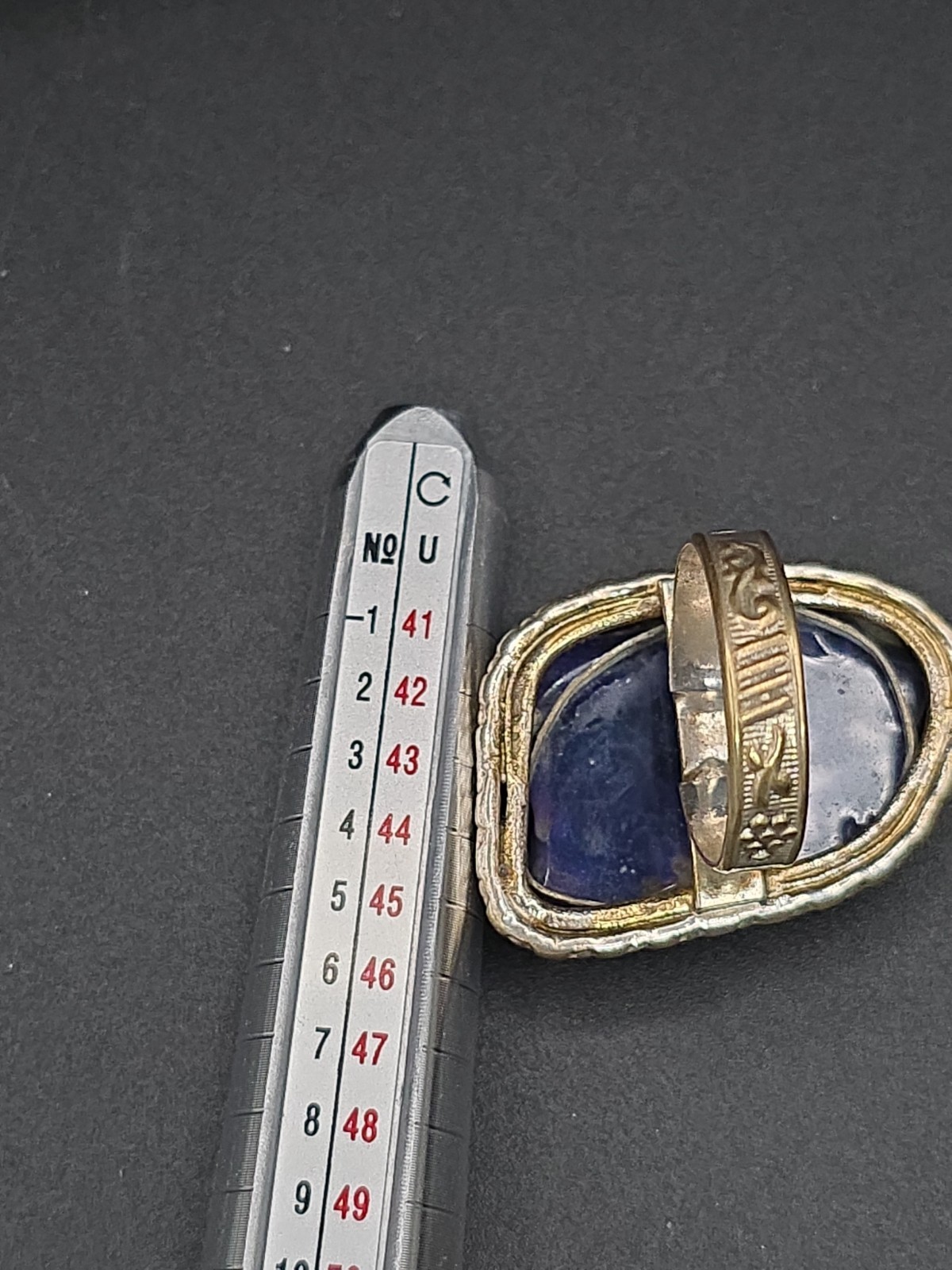 Large Handcrafted Sterling Silver & Purple Blue Agate Statement Ring Size 8