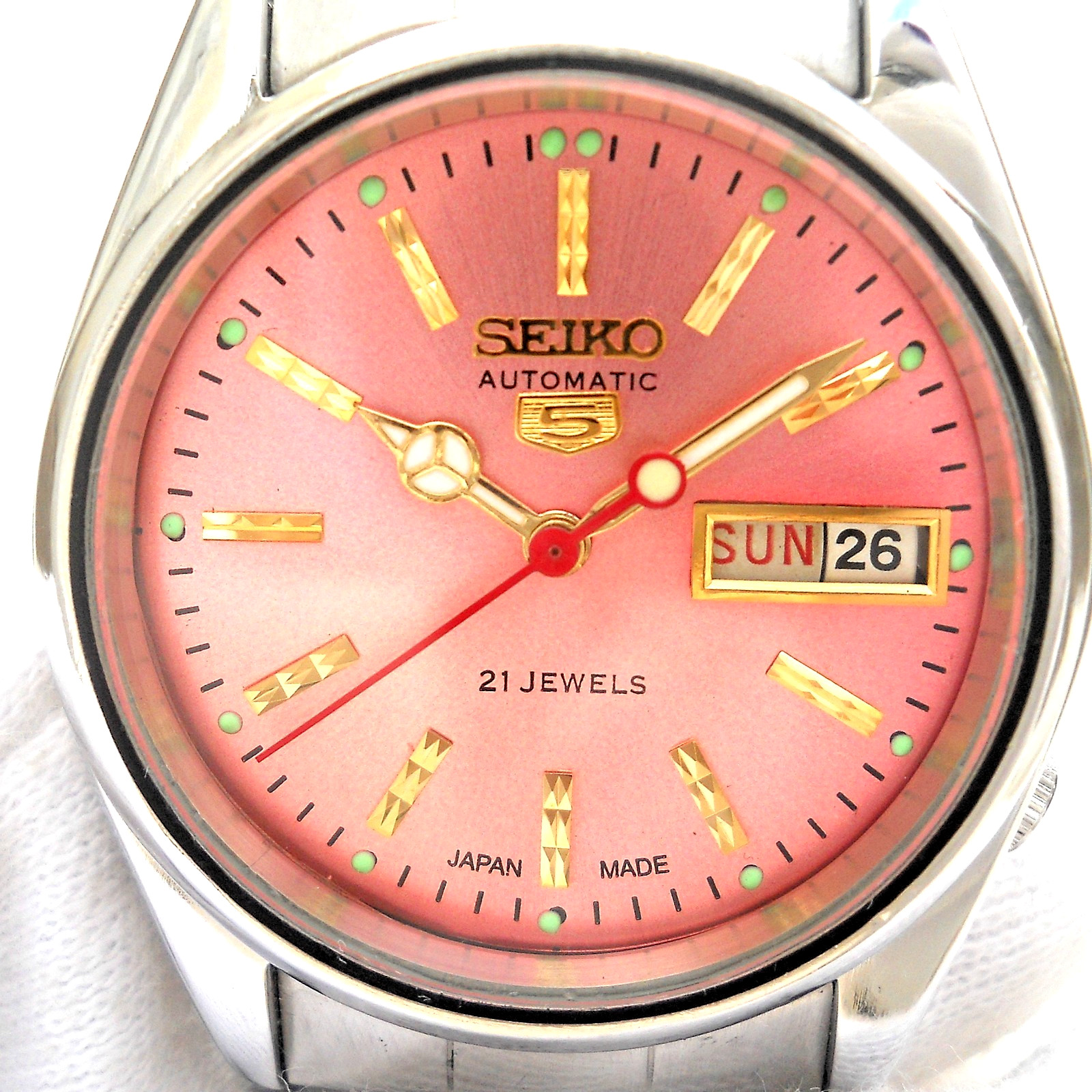Vintage Seiko 6309 Automatic- Pink Sunburst Aftermarket Dial Men’s watch Japan