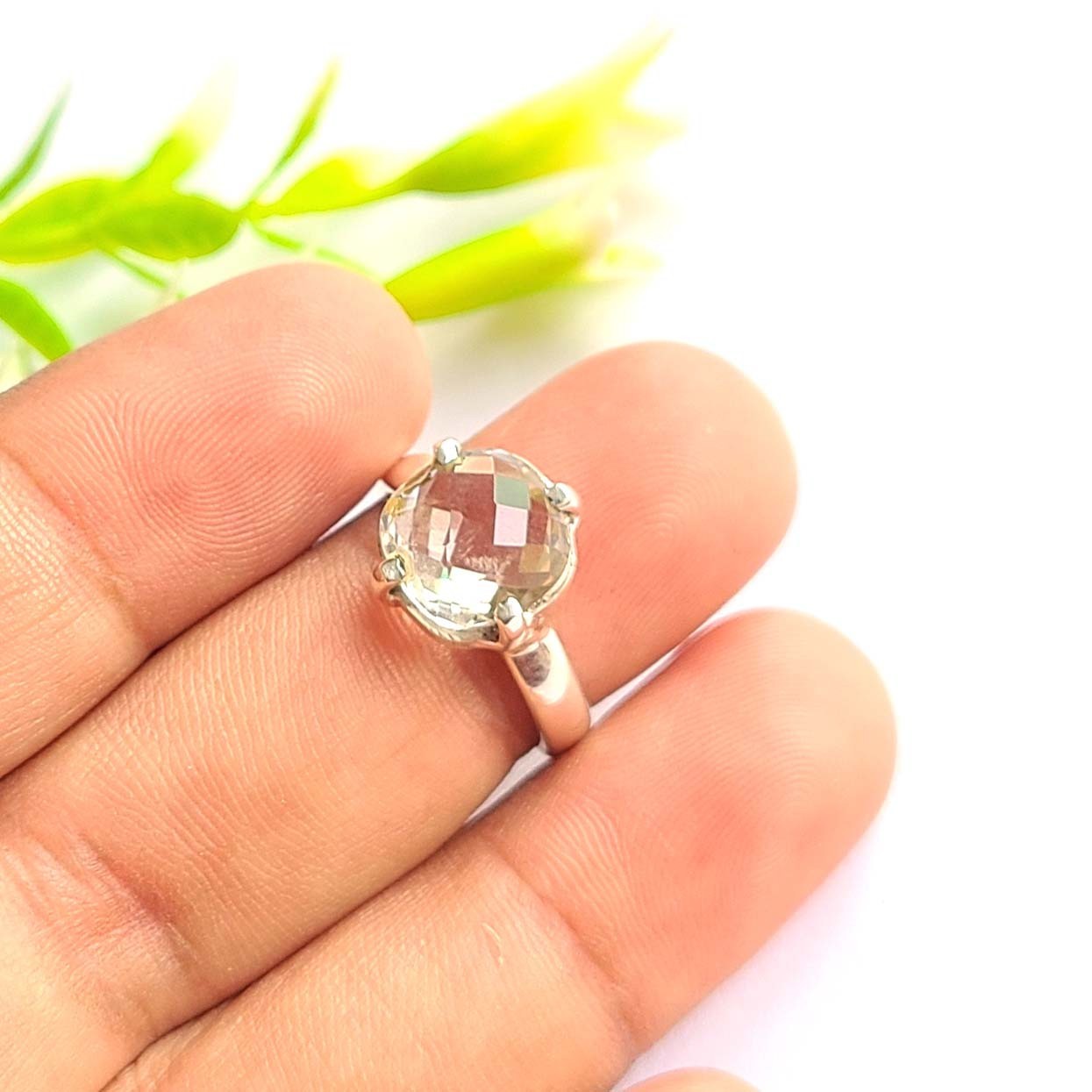 Crystal Quartz 925 Sterling Silver Handmade Dainty Fine Ring All Size Available
