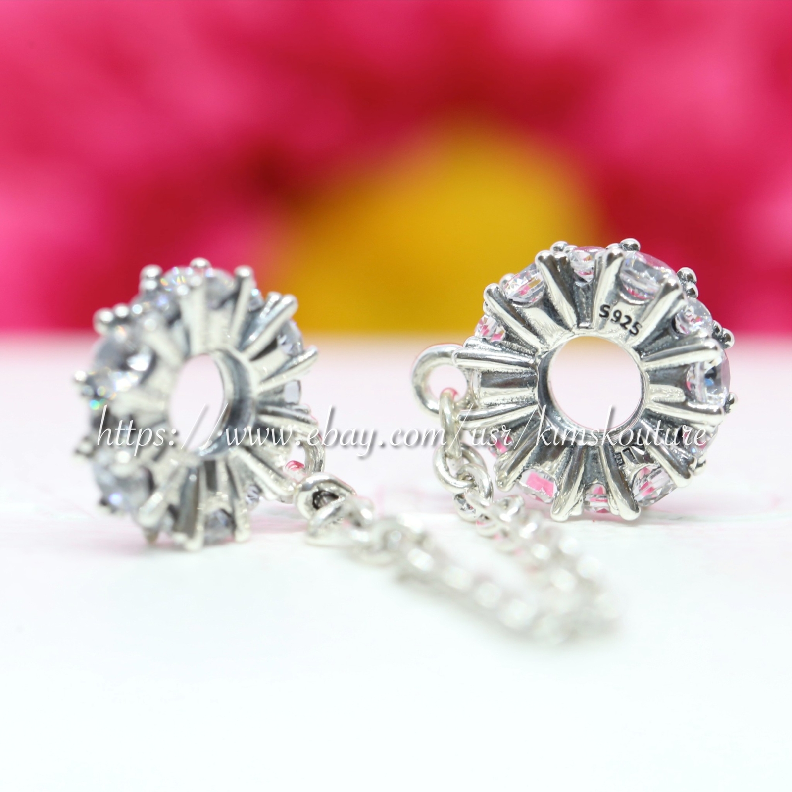 Authentic Pandora Clear Sparkle Safety Chain Silver Charm 798488C01