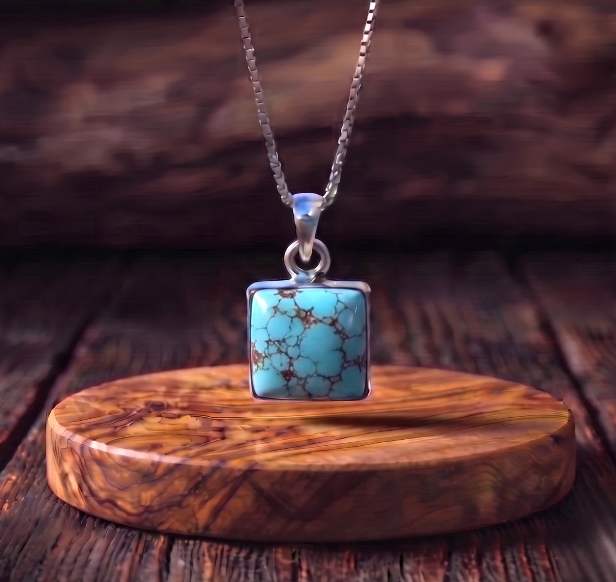 Sterling Silver Womens Turquoise Gemstone Pendant Handmade 925 Sterling Silver