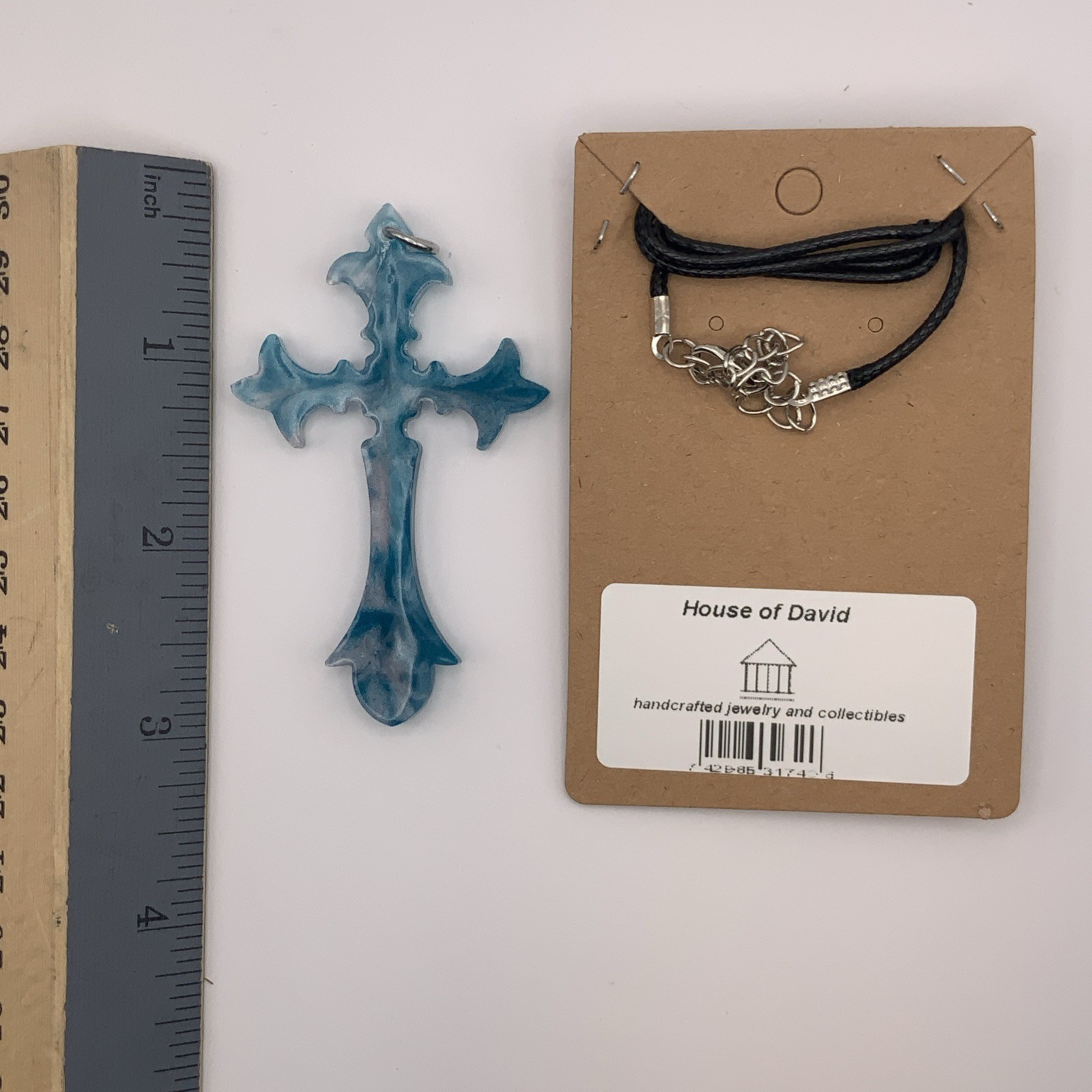 House Of David Handmade Cross Necklace Marbled Dream Water