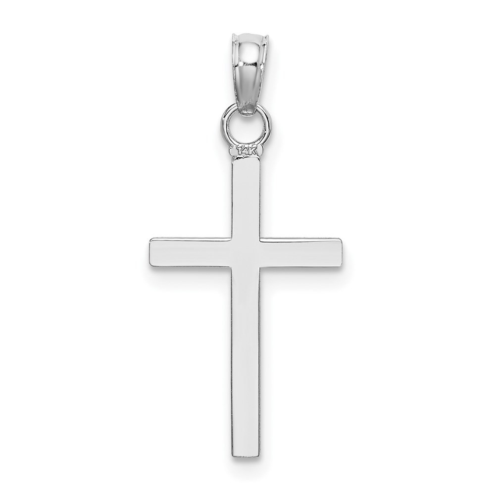 14k White Gold Polished Cross Pendant for Women 0.78gm L-0.94 in,W-0.44 in