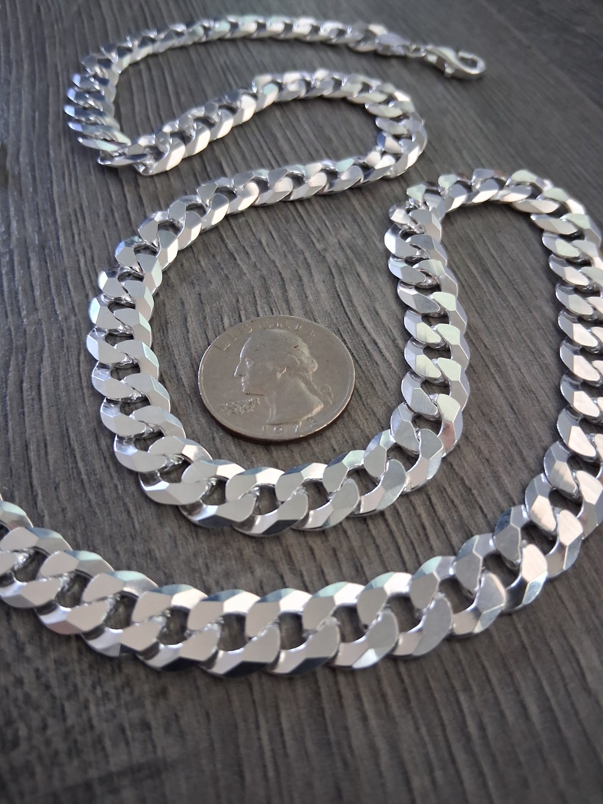 cadena de plata 925 Italiana 26″ larga 10mm 925 silver chain made in Italy