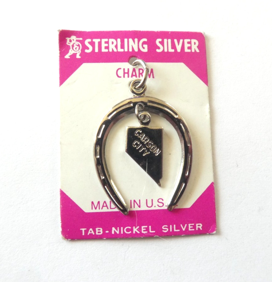 Vintage Sterling SIlver Horseshoe Charm with Carson City Nevada Tag