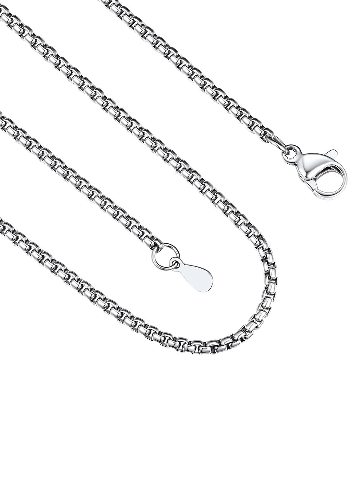 Stainless Steel Rolo Chain Necklace for Men & , 2mm Silver Round Necklace for…