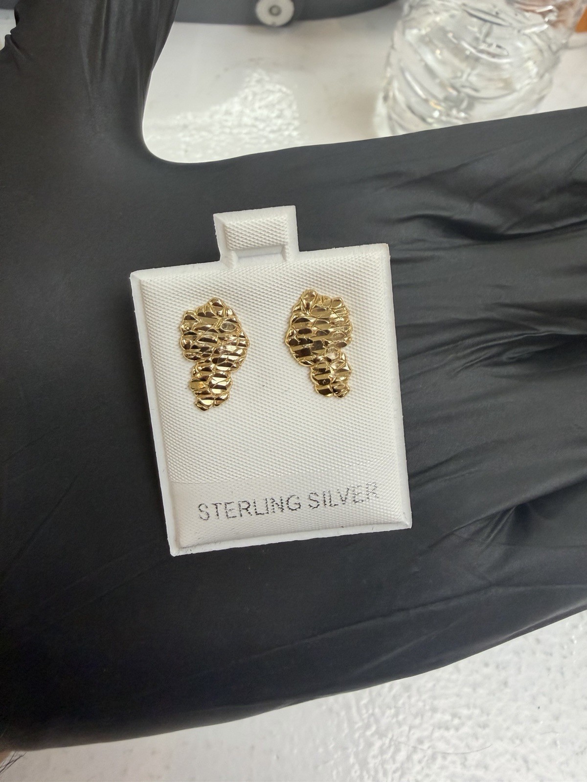 925 Yellow Silver Nugget Earrings
