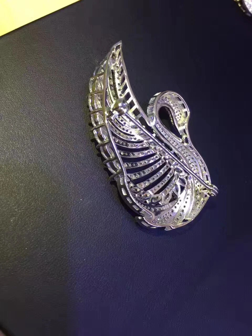 Real Moissanite 3Ct Marquise Cut Art Deco Brooch Pin 14K White Gold Plated