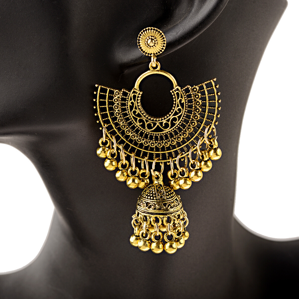 Women Girl India jhumki Gold Silver Bead Earrings Ornament Southeast Asia Style