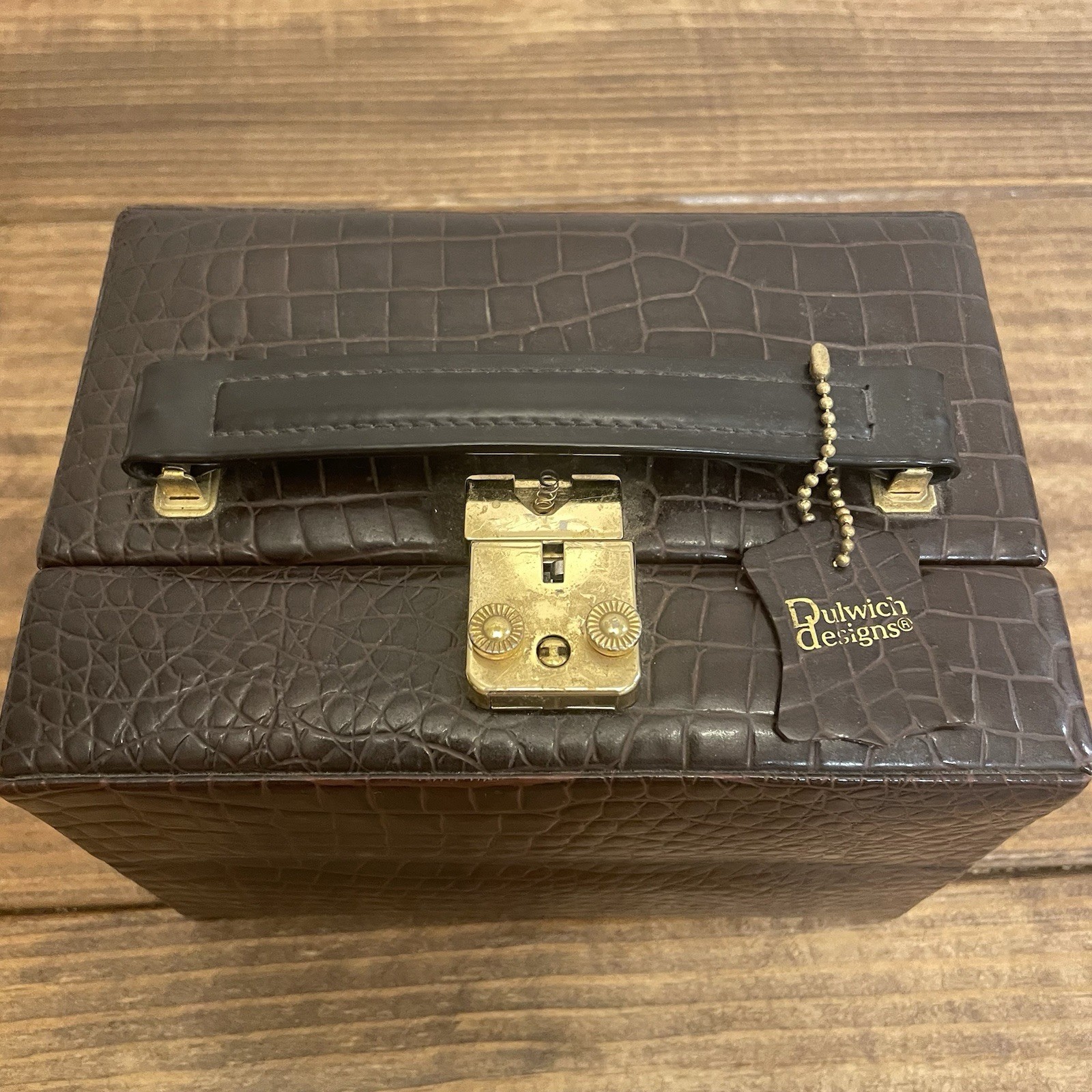 Vintage Dulwich Designs Jewelry Case Faux Alligator Leather Broken Lock/*AS-IS*