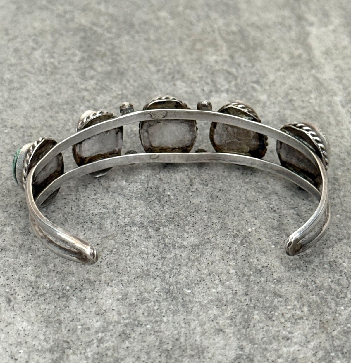 Vintage Native American Navajo NUMBER 8 MINE Turquoise Sterling Bracelet 6.7 in