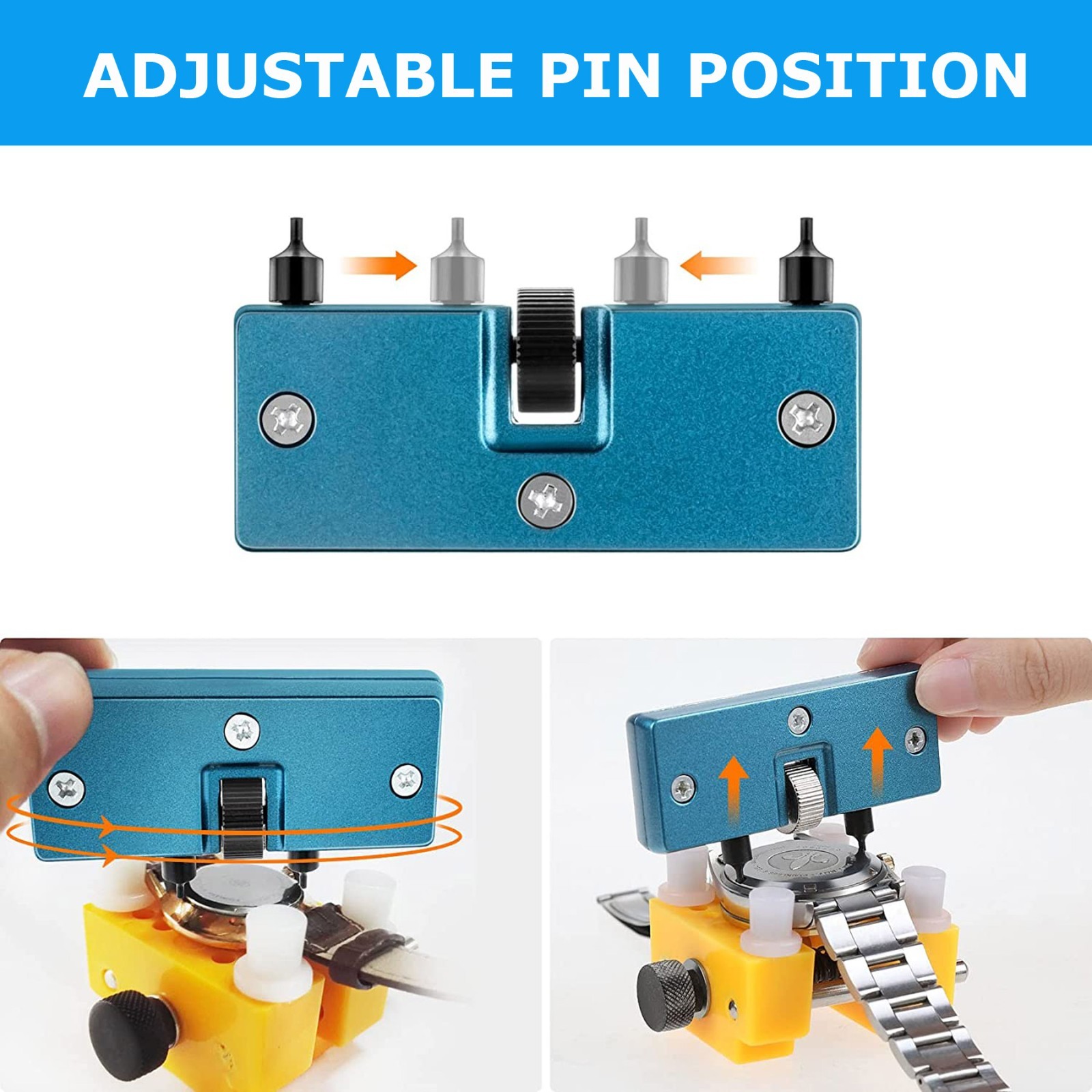 Adjustable Rectangle Watch Back Case Cover Opener Remover Wrench Repair Kit Tool