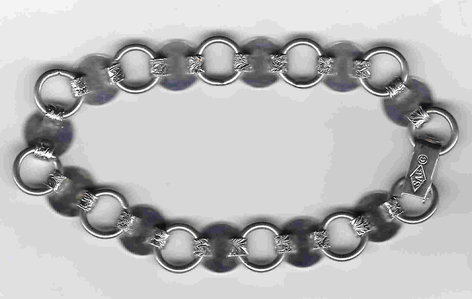 SAC Silver‑Tone Beaded Bracelet – Vintage Fashion Jewelry – Black Beads – Signed