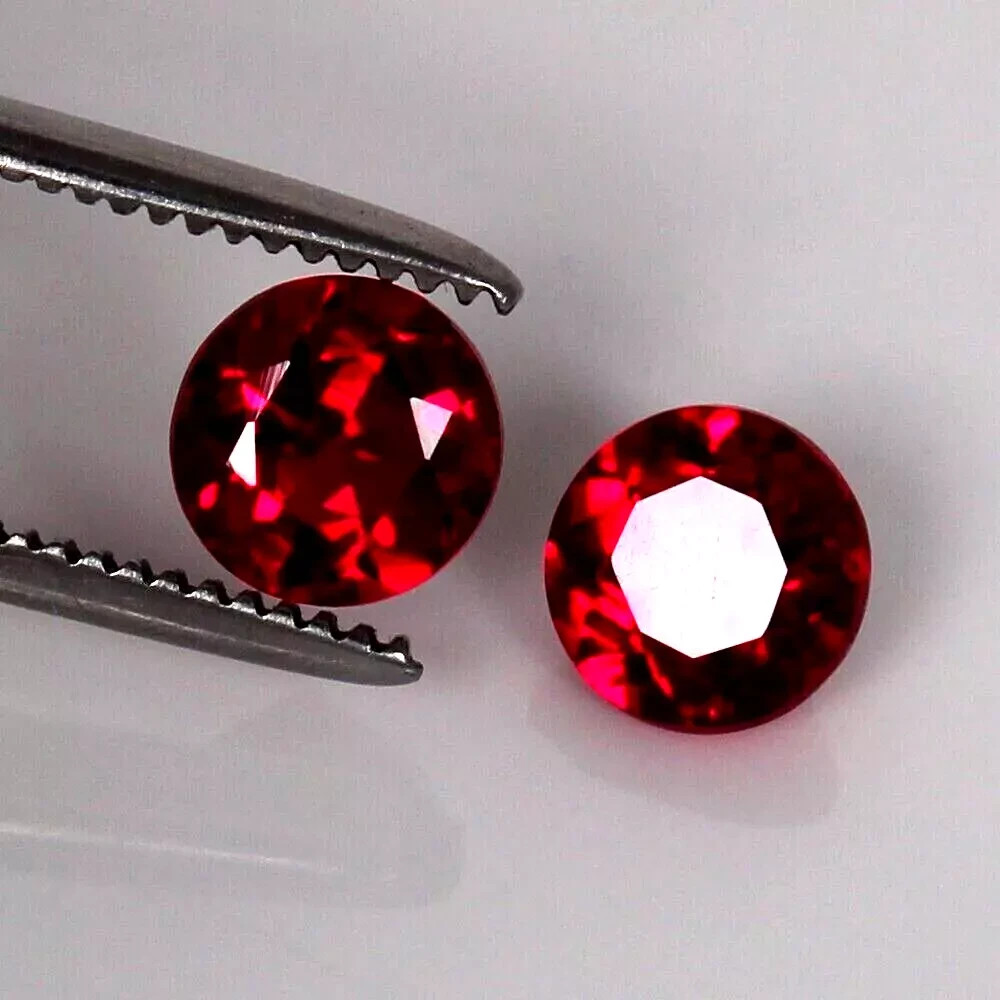 2.00 Ct Approx. Natural Round Mozambique Red Ruby Matching Pair Loose Gemstone