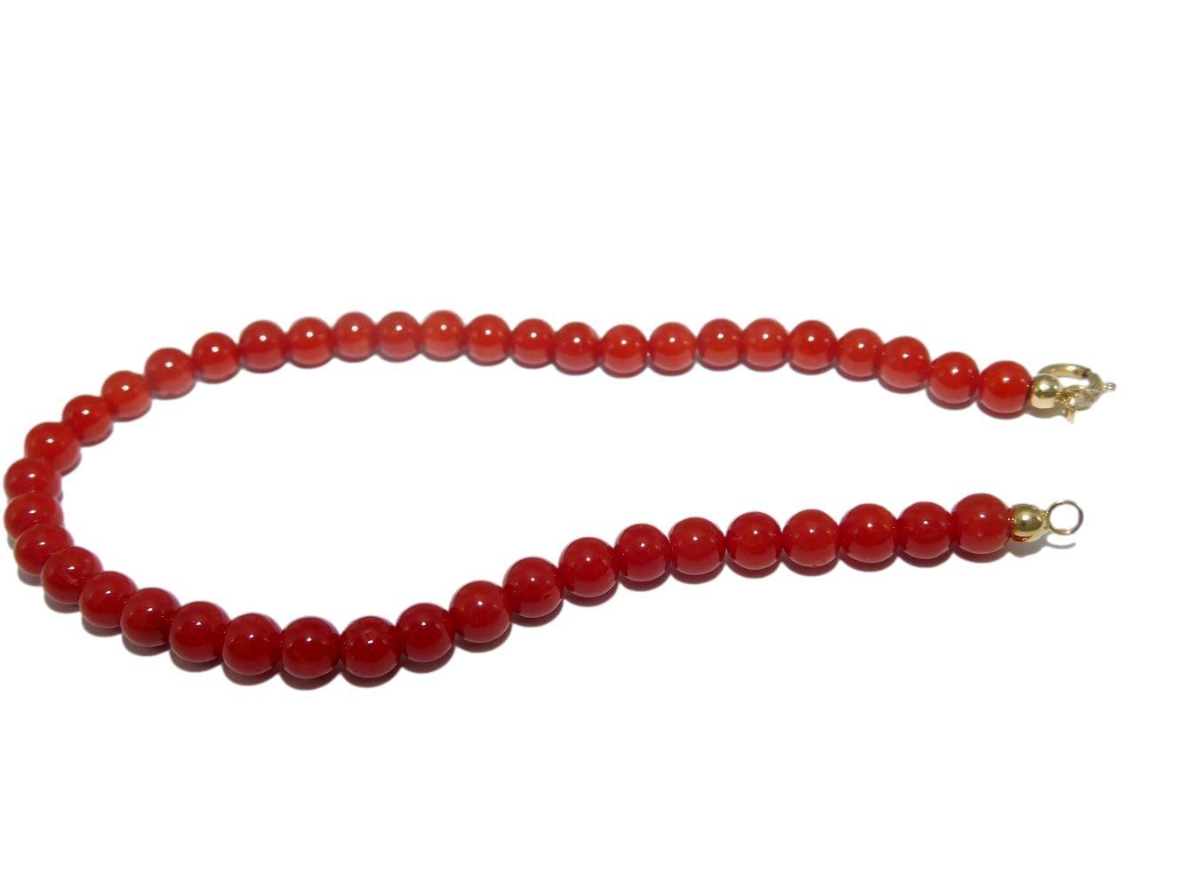 Bracciale da Donna in Corallo Rosso e Oro 18 kt Braccialetto di Pietre con 750