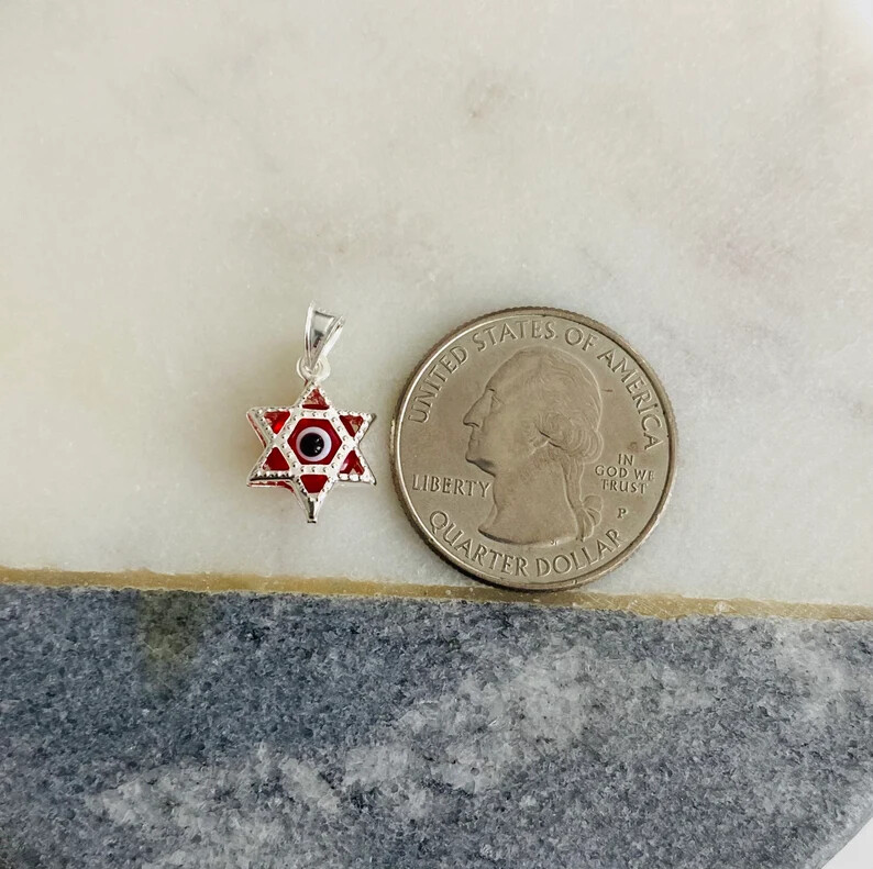 925 Sterling Silver Murano Glass 18mm x 10mm Star of David Pendant- P147