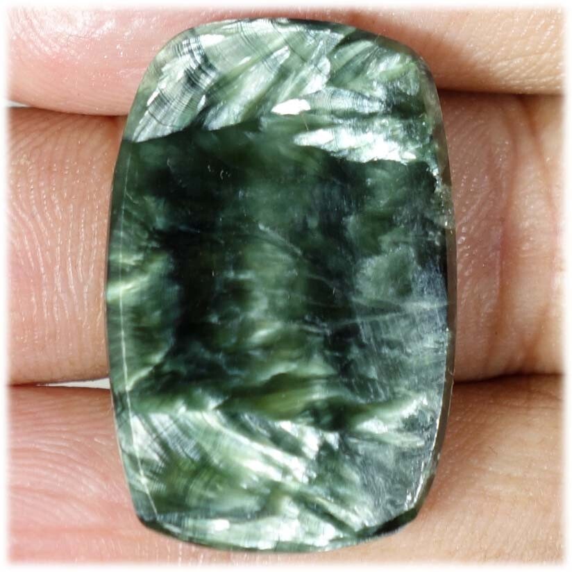 32.60 Cts Natural Cushion Cabochon Green Seraphinite Chakra Healing Pendant Gems