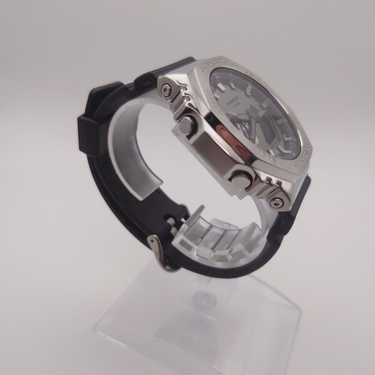 CASIO G SHOCK GM 2100 Metal bezel silver black wristwatch