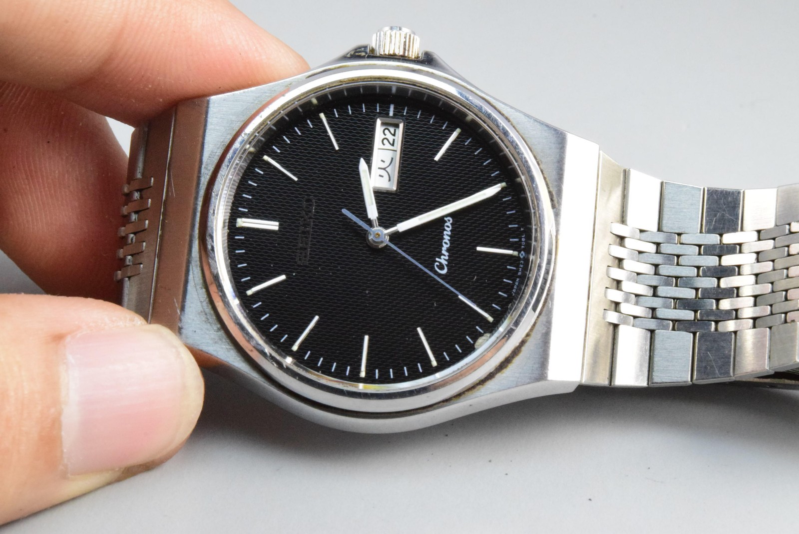 Vintage watch Seiko Chronos 5H23-7D20 Black Men Quartz Round 38mm
