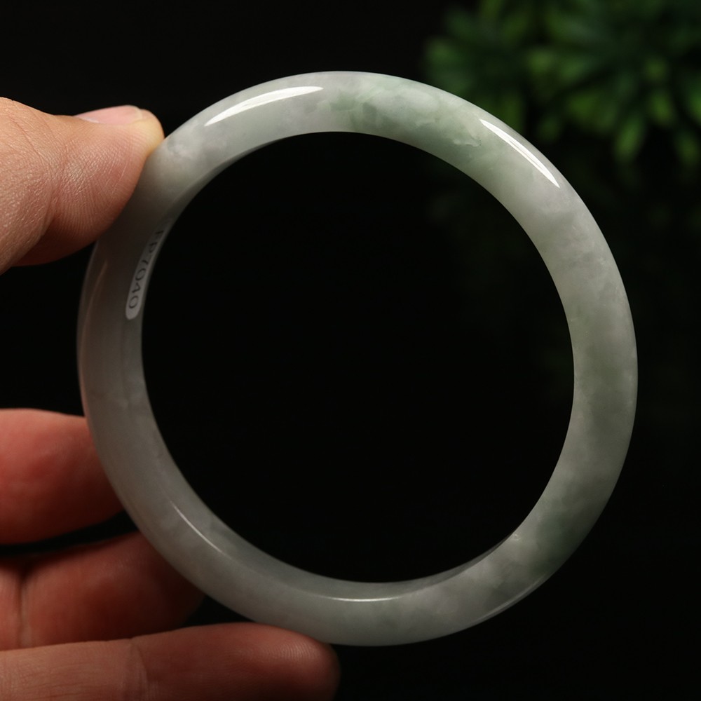 61mm White Lavender Green Jadeite Jade Bangle Bracelet Burma Jade Bangle A-14133