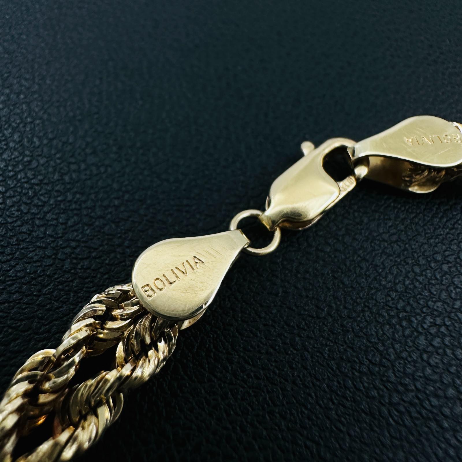 Solid 14K Yellow Gold Unique Braided Link Chain Bracelet 5.7mm, 7 3/8″, 3.4g
